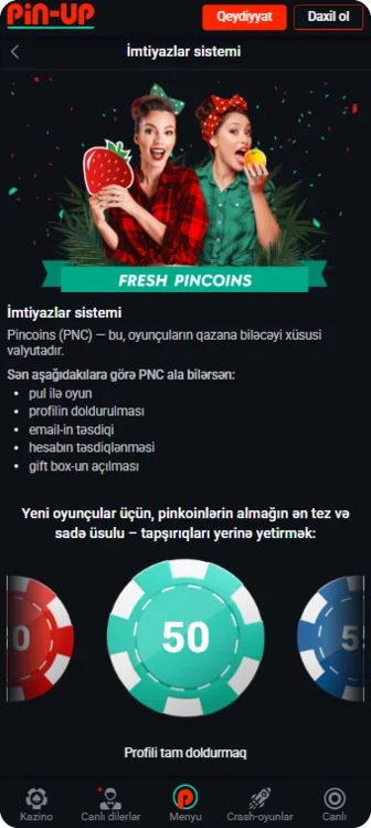 Pin Up app Pincoins - saytımızdan yükləyin və qeydiyyatdan keçdikdən sonra əldə edin